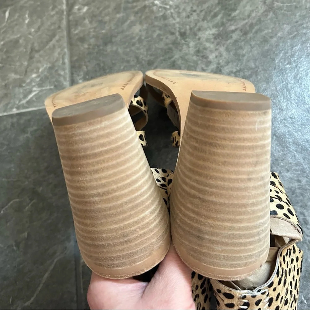 Dolce Vita Luci Leopard Print Calf Hair Block Heels Size 8.5 Boho Resortwear - Picture 8 of 14